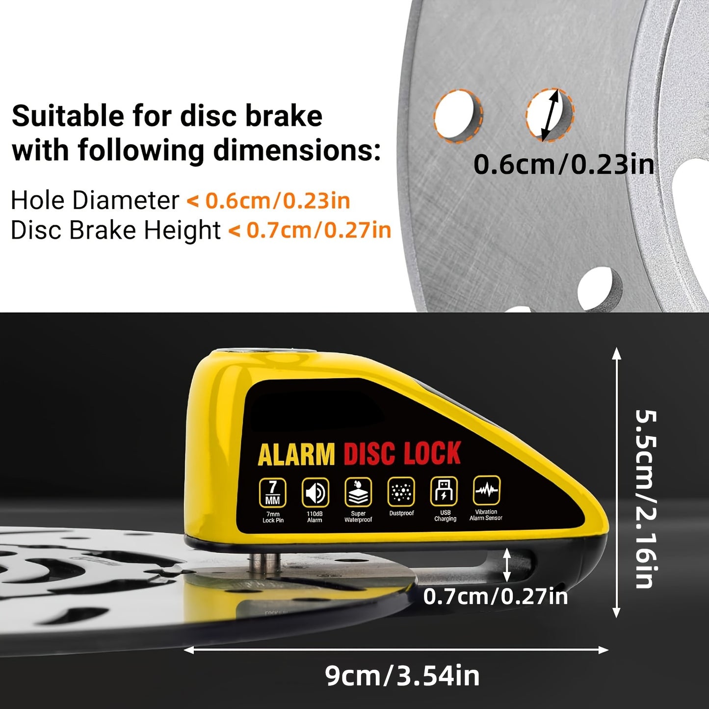 110dB Alarm Disc Brake Lock Motorcycle Disc Brake Anti-theft Lock
