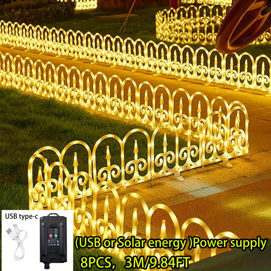 8pcs Outdoor Solar Fence Lights