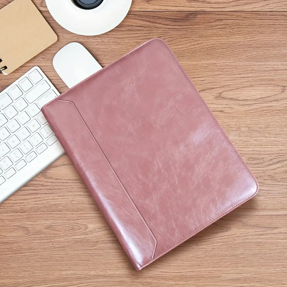 Rose Golden PU Leather Portfolio for Women