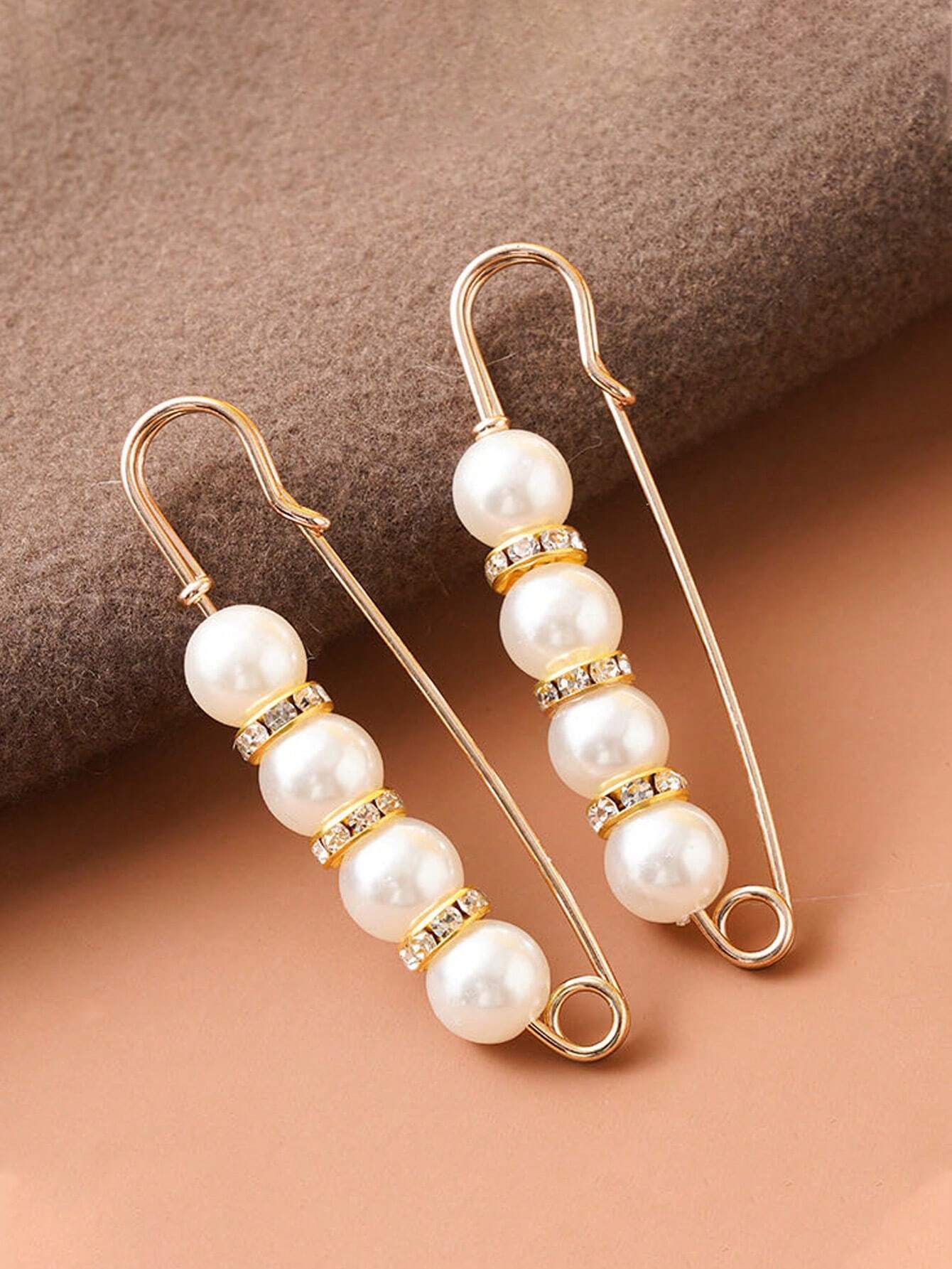 Buy 1pcs=10pcs Faux Pearl Pins, Sweater Shawl Hat Clip Collar Pins, Faux Pearl Brooches For Women Girls Fashion Blouse Buttons Clothing Decoration Accessories Pants Waist Tightener Safety Pins