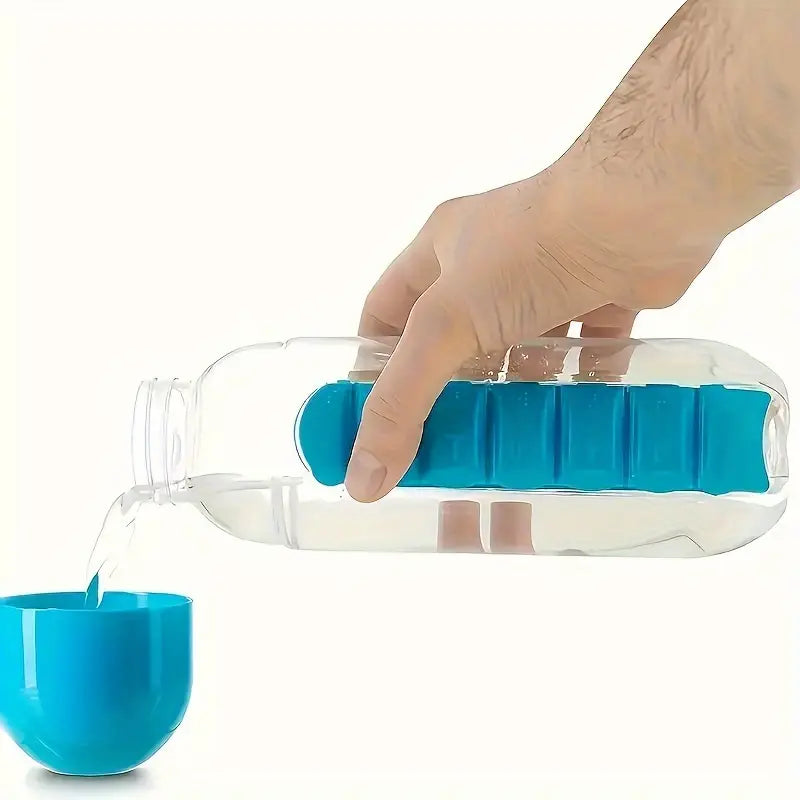 Creative water cup with seven-day medicine box, two-in-one outdoor medicine box cup