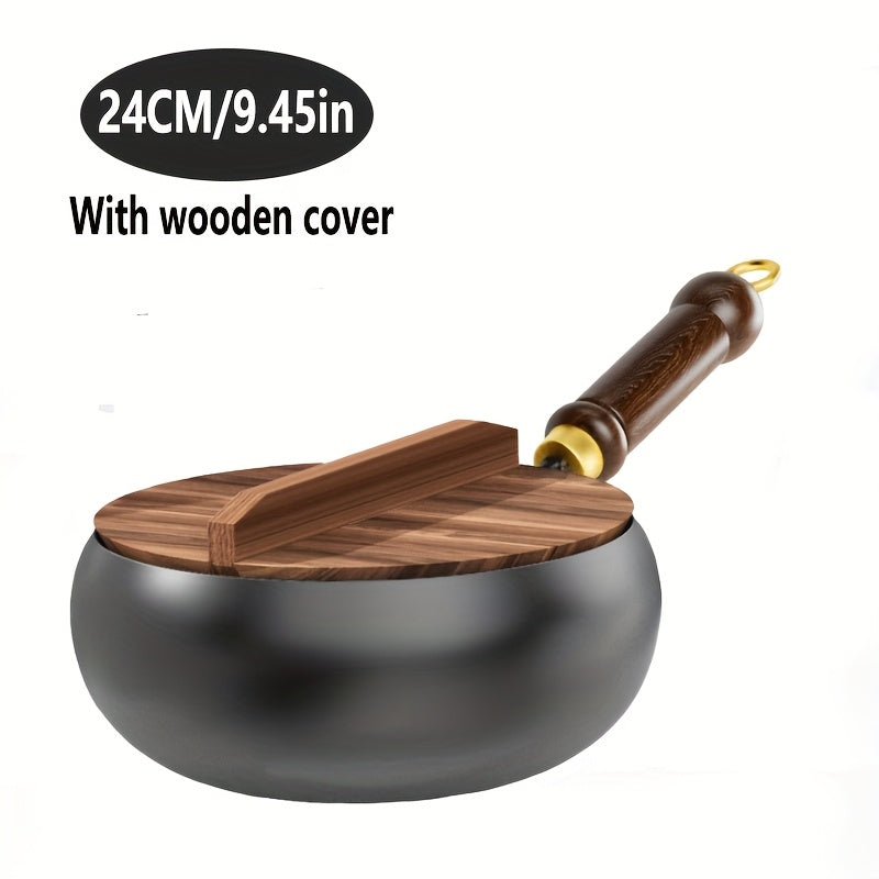 1pc Potbelly Cast Iron Pan with Lid