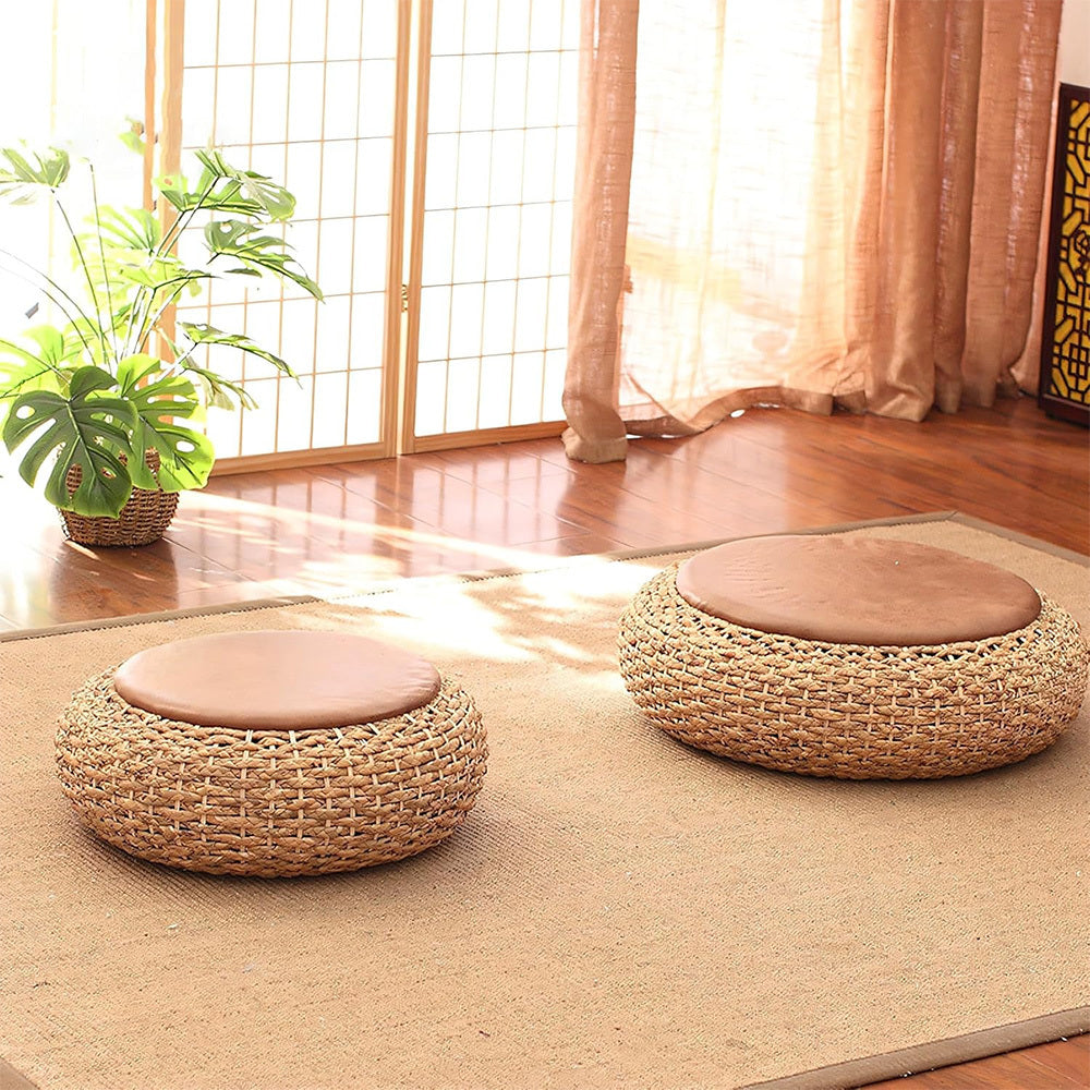 Straw Flat Seat Cushion, Tatami Floor Straw Mat Natural Cushion