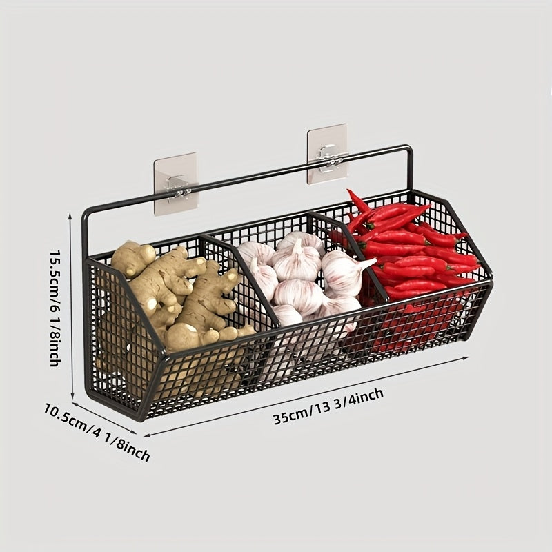 Wall-Mounted Kitchen Storage Basket – No-Drill