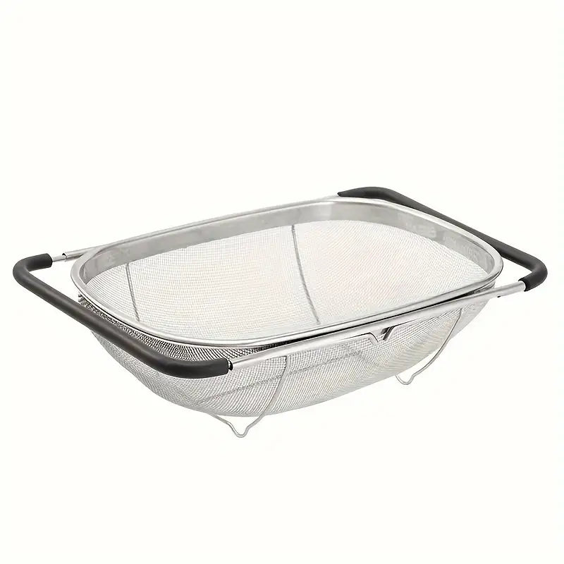 Extendable Stainless Steel Colander with Fine Mesh and Drain Basket - Perfect for Vegetables and Kitchen Accessories