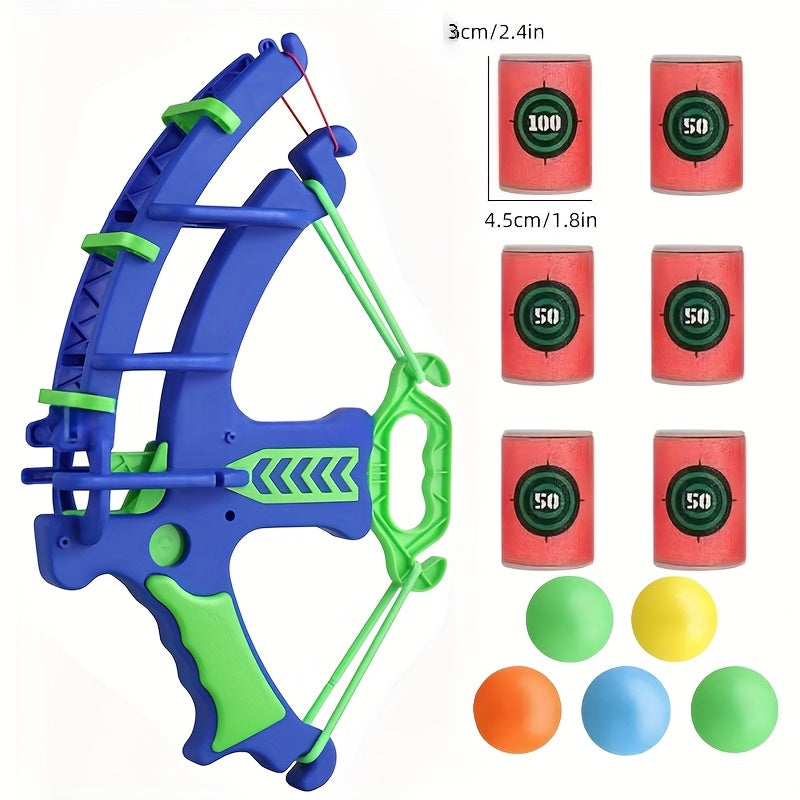 12pcs Blue and Green Interactive Archery Game Set with Colored Balls