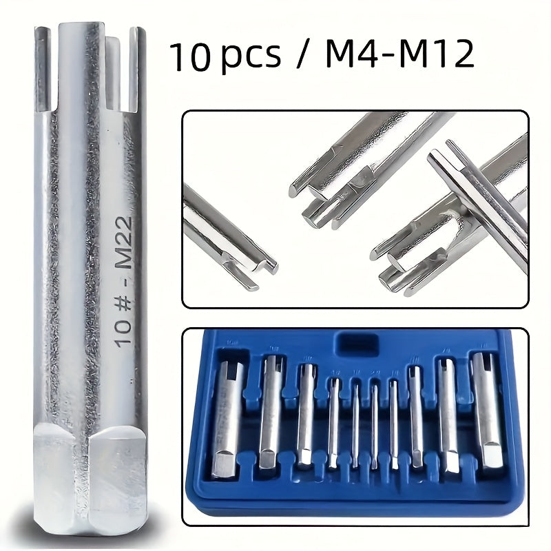 10pcs High-Speed Steel Tap Extractor and Thread Removal Tool Set