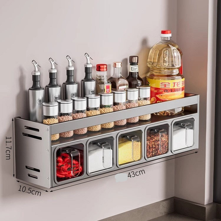 1pc No-Drill Wall-Mounted Spice Organizer Rack