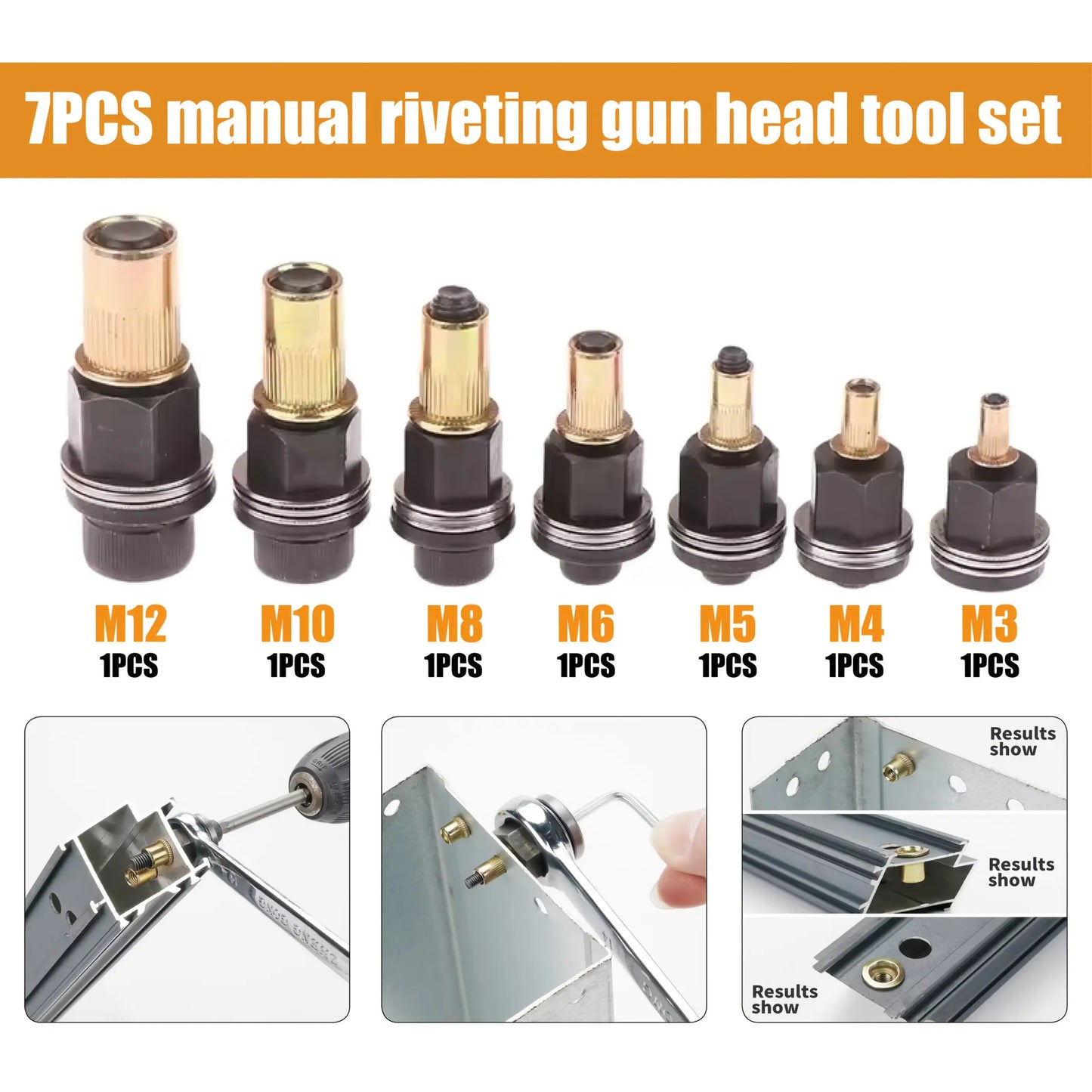 7pcs Manual Rivet Gun Full Size Set
