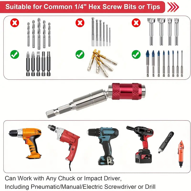 1/4" Hex Magnetic Swivel Drill Bit Holder