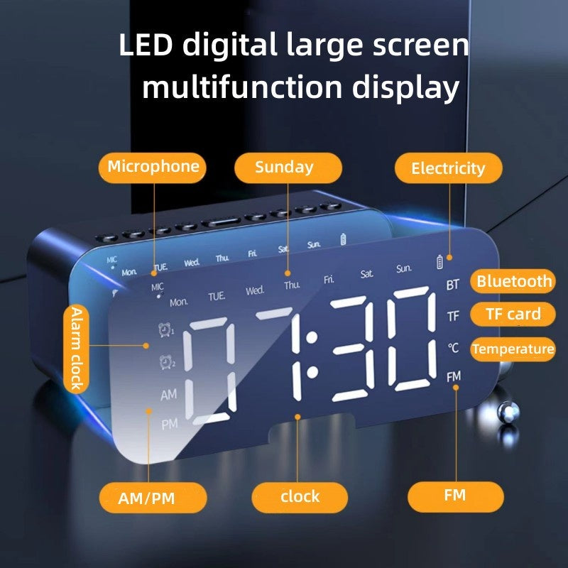 Bluetooth Speaker with LED Mirror Clock
