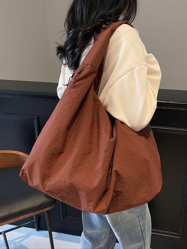 Women's Solid Color Textured Draped Tote Bag
