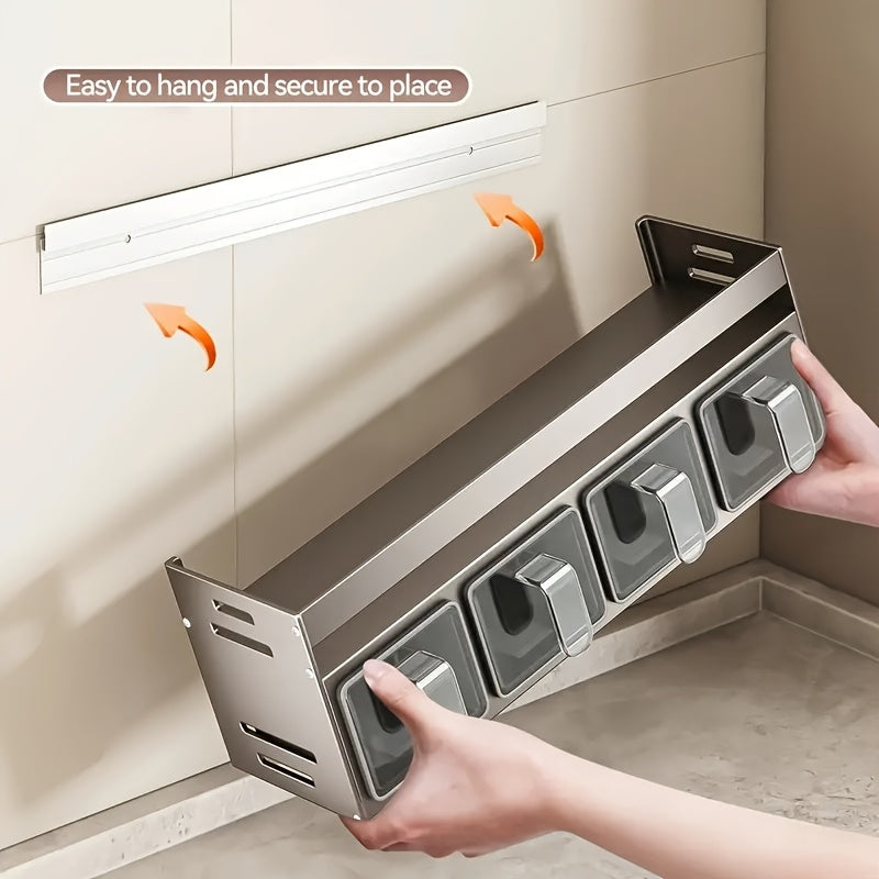 1pc No-Drill Wall-Mounted Spice Organizer Rack