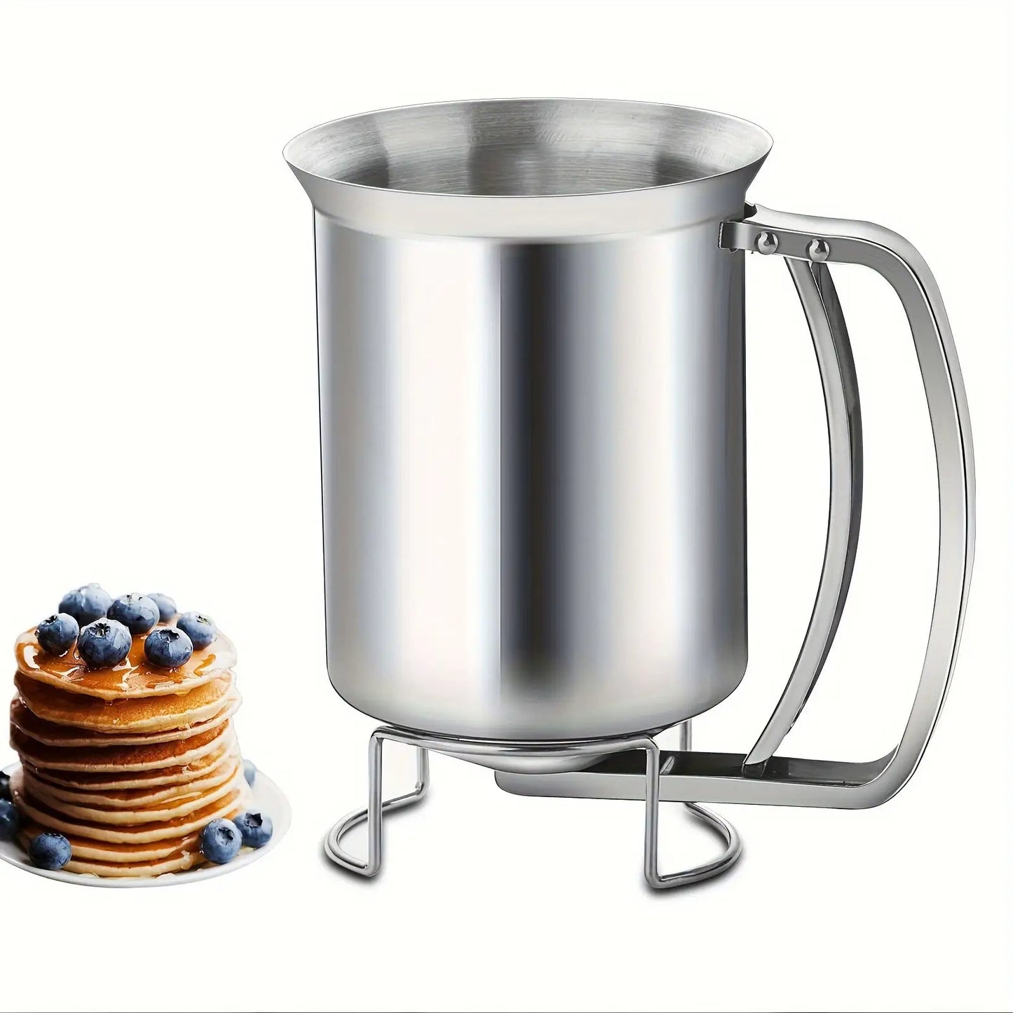 1pc Stainless Steel Pancake Batter Dispenser with Handle