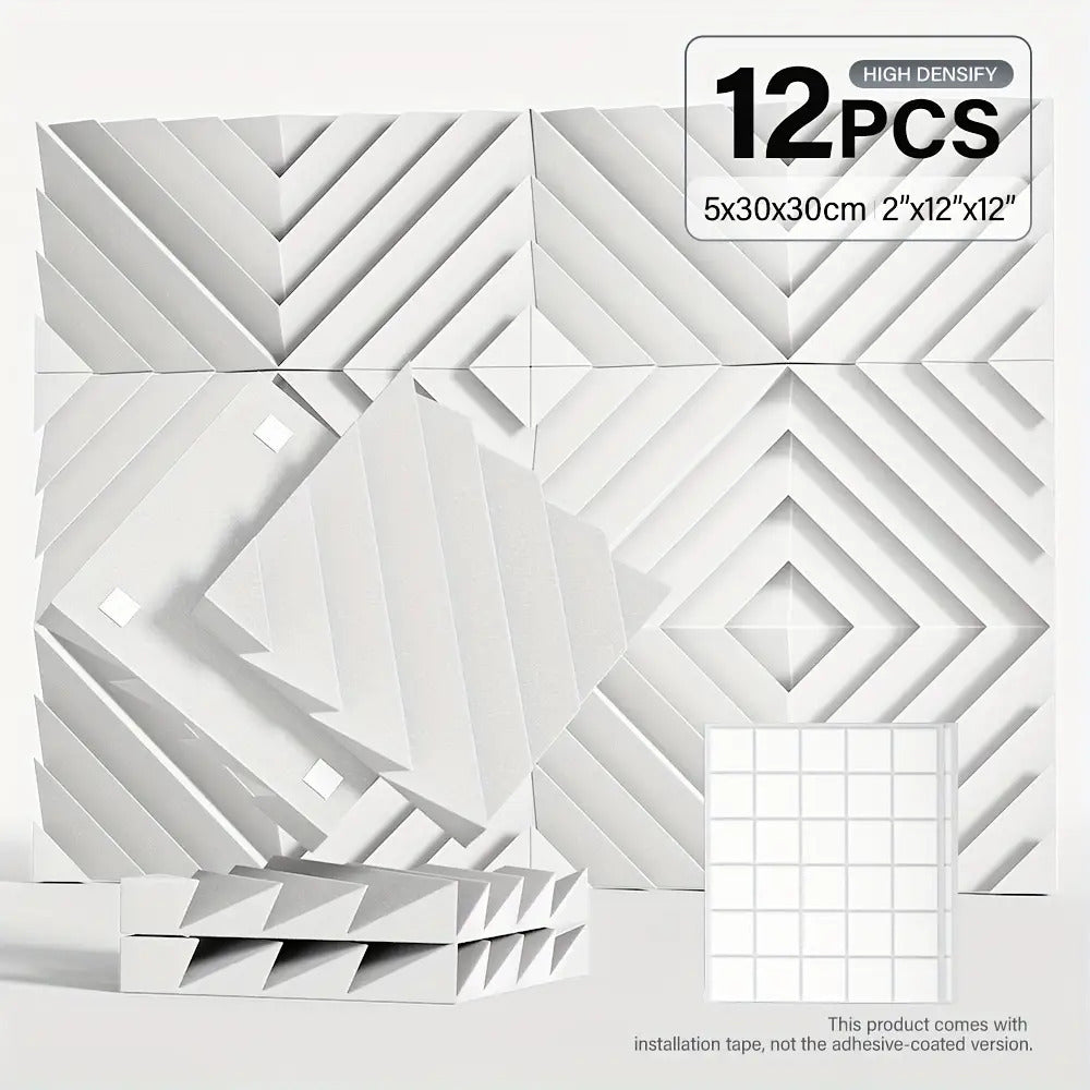 12pcs Diamond Groove Sound Proof Foam Panels