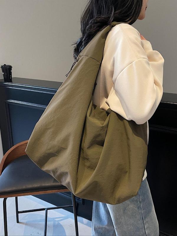 Women's Solid Color Textured Draped Tote Bag
