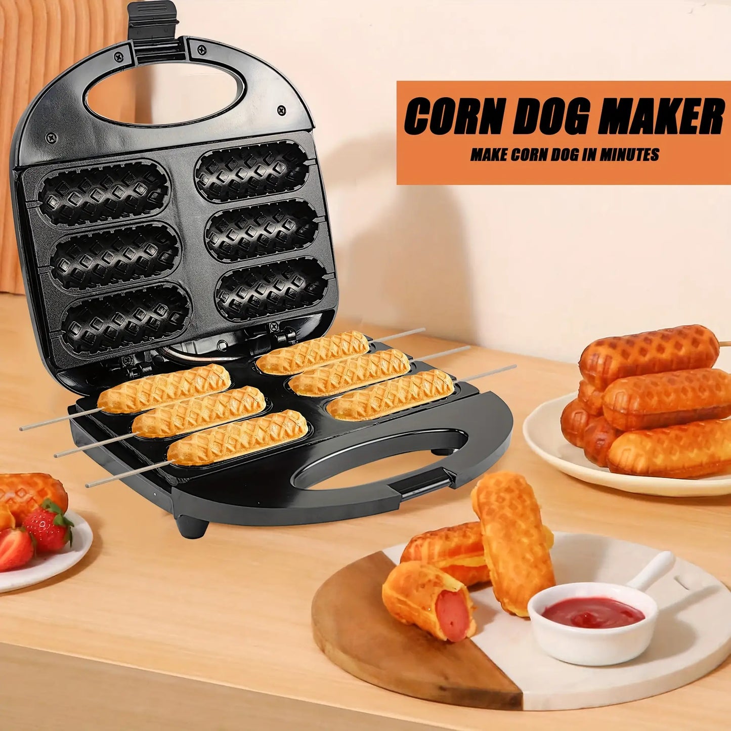 375W Waffle Iron Corn Hot Dog Maker