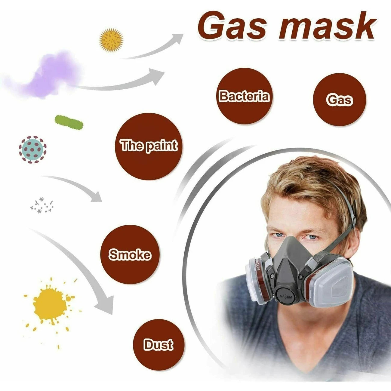 6200 Type Gas Mask with Replaceable Filter Pad