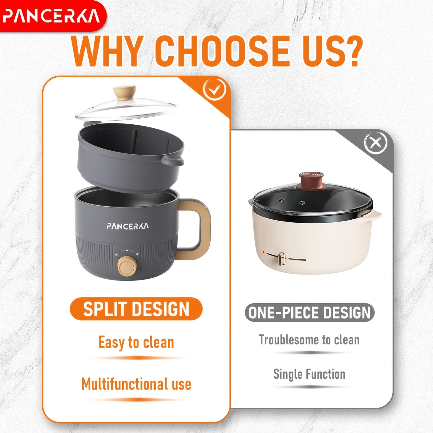 1.8L Compact Electric Cooking Pot with Steamer