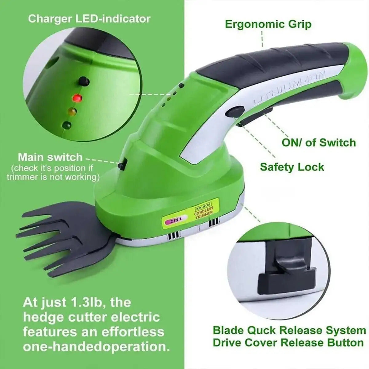 2-in-1 Cordless Hedge Trimmer and Grass Shears