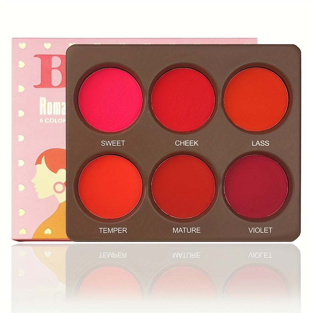 Waterproof 6 Color Berry Orange Pink Matte Powder Blush Palette