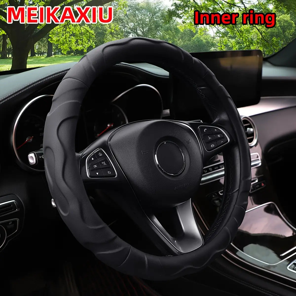 1  PU Leather Textured 3D Design Sports Car Steering Wheel Cover