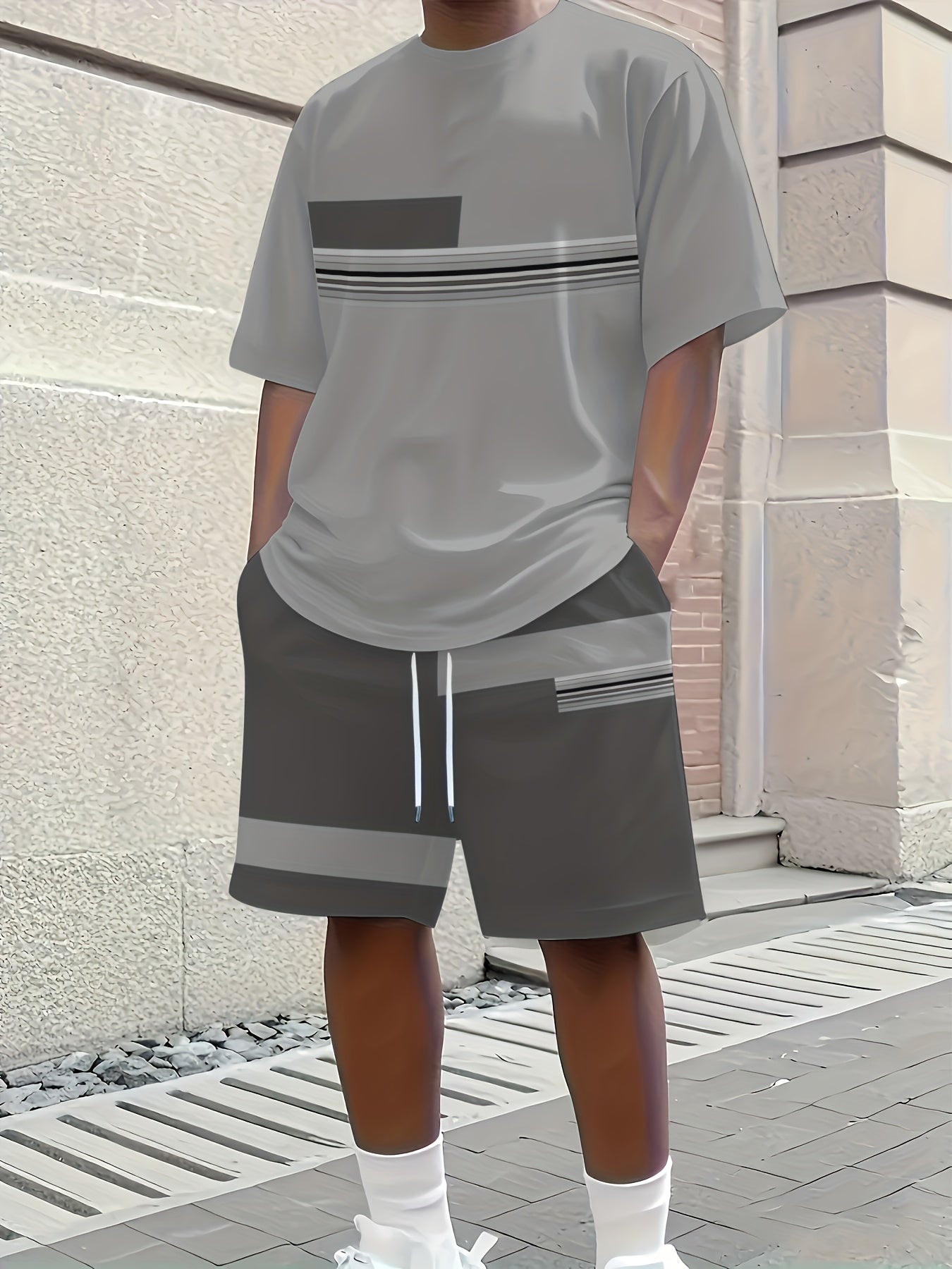 Men's Casual 3D Print T-Shirt & Shorts Set
