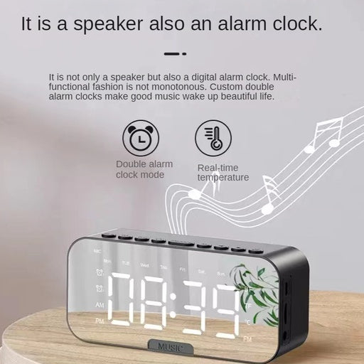 Bluetooth Speaker with LED Mirror Clock