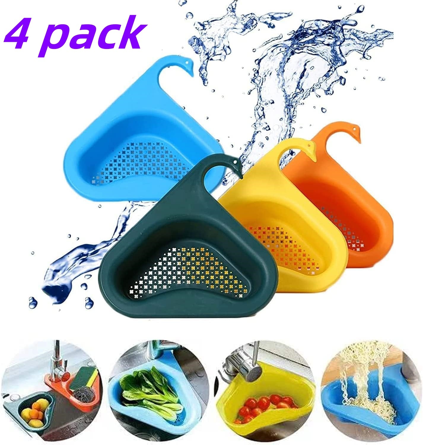 Kitchen Sink Drain Basket Swan Drain Rack (4-pack)