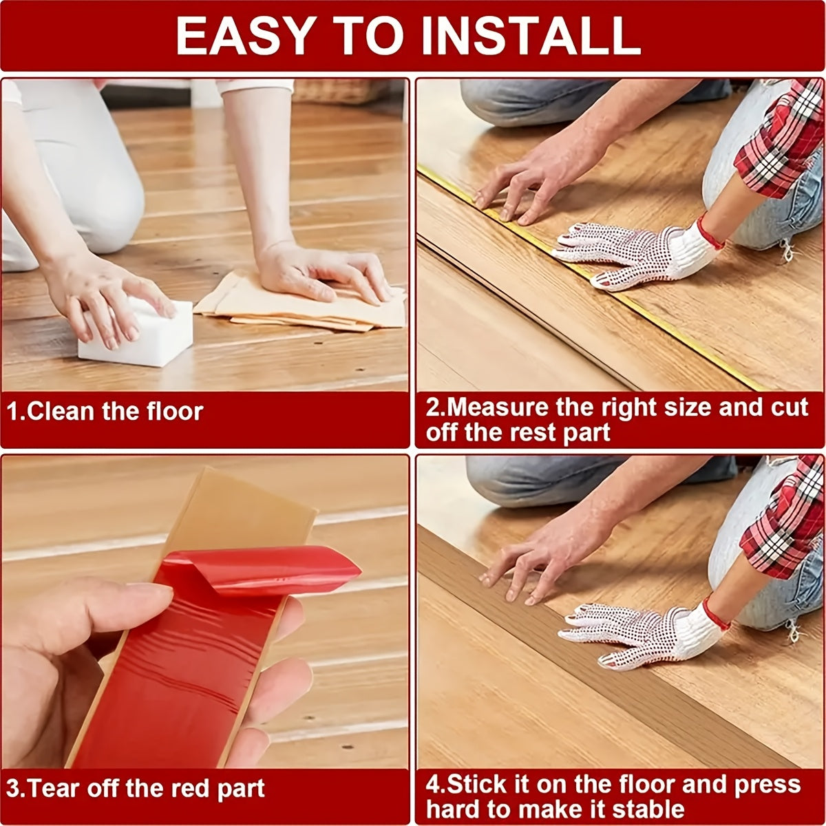 1pc Easy-to-Install  PVC Floor Transition Strip