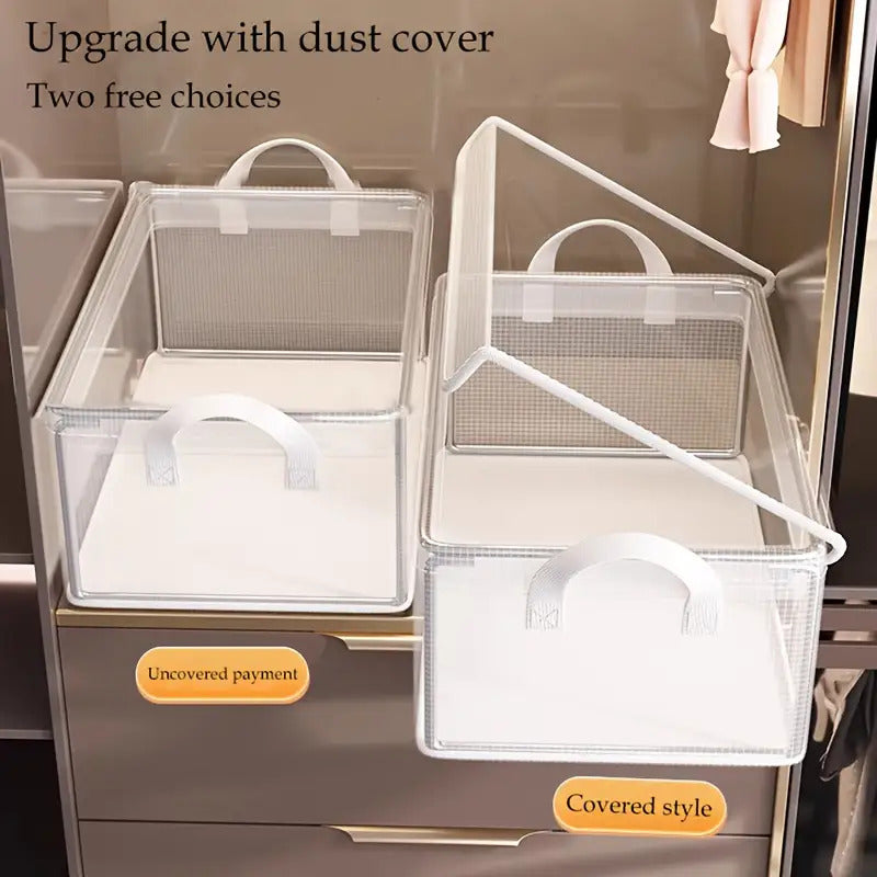 Set of 4 Large Transparent PVC Storage Boxes with Lids