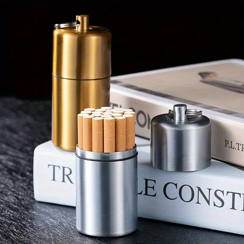 1pc Sleek Brass-Toned Waterproof Metal Cigarette Case