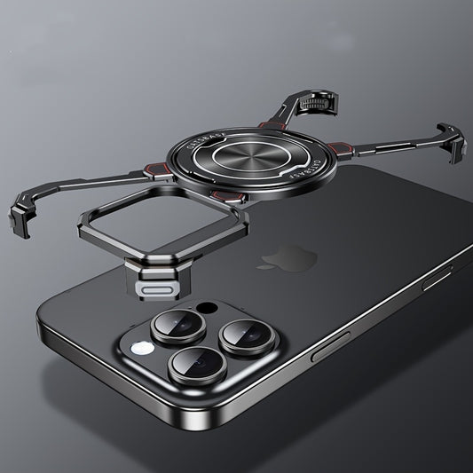 360 ° Rotating Aluminum Alloy Frameless Natural Titanium Steel Phone Case
