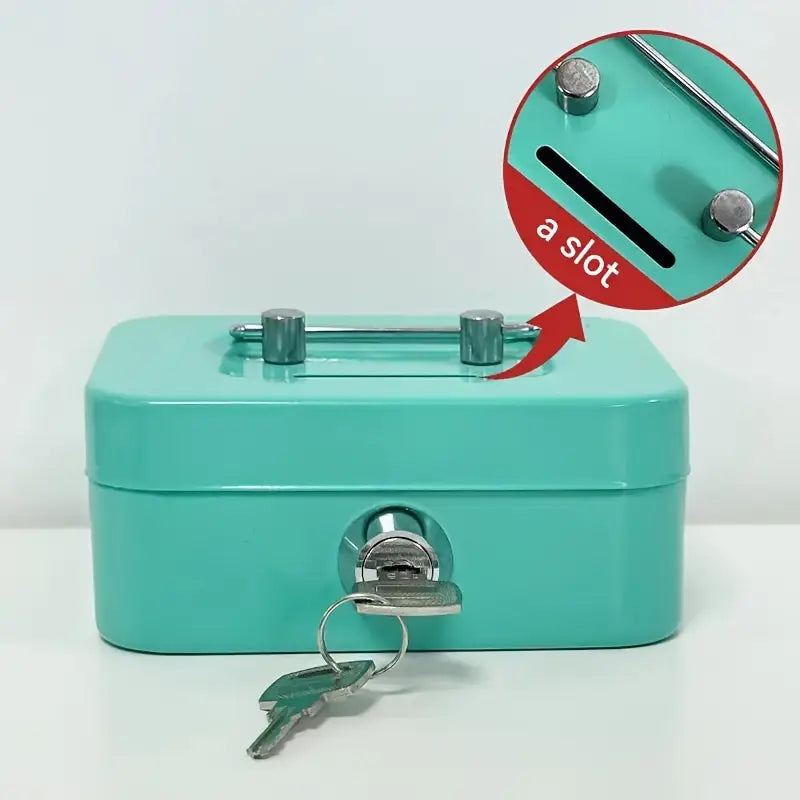 1pc Sturdy Iron Metal Keylock Storage Box