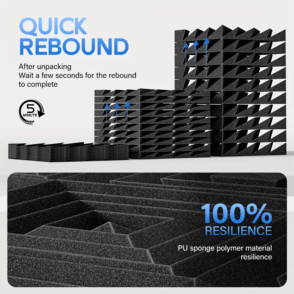 12pcs Diamond Groove Sound Proof Foam Panels