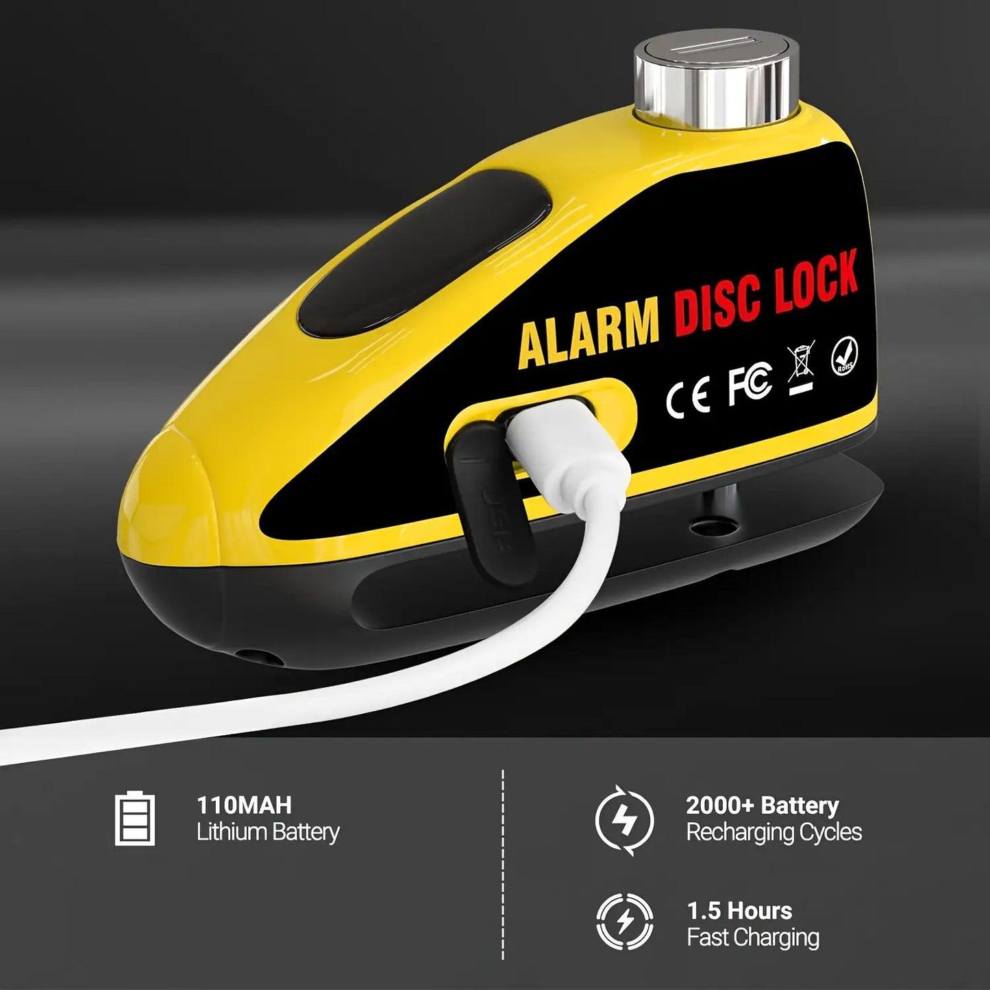 110dB Alarm Disc Brake Lock Motorcycle Disc Brake Anti-theft Lock