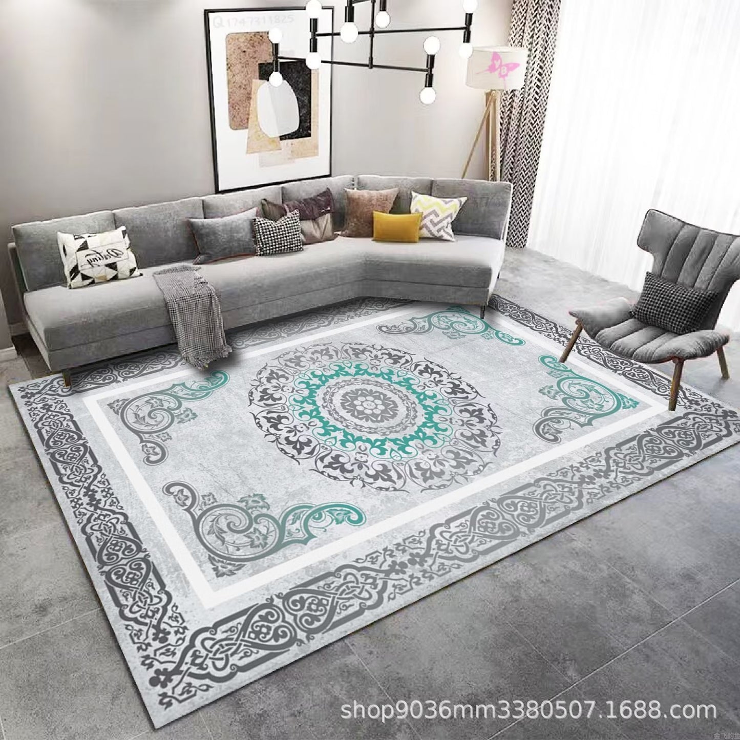 Premium 200x300cm Karpet Velvet 5D Anti-Selip dengan Corak Home Decor