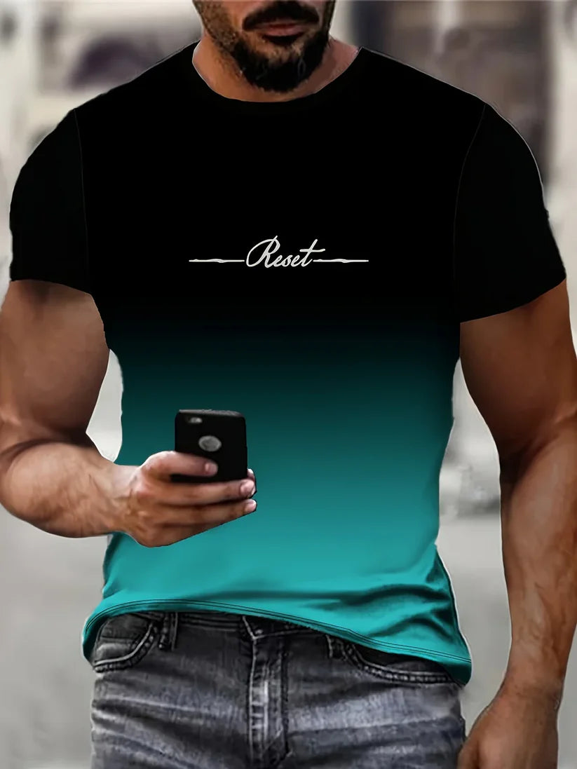 5pcs Men's Gradient Print T-Shirt Set