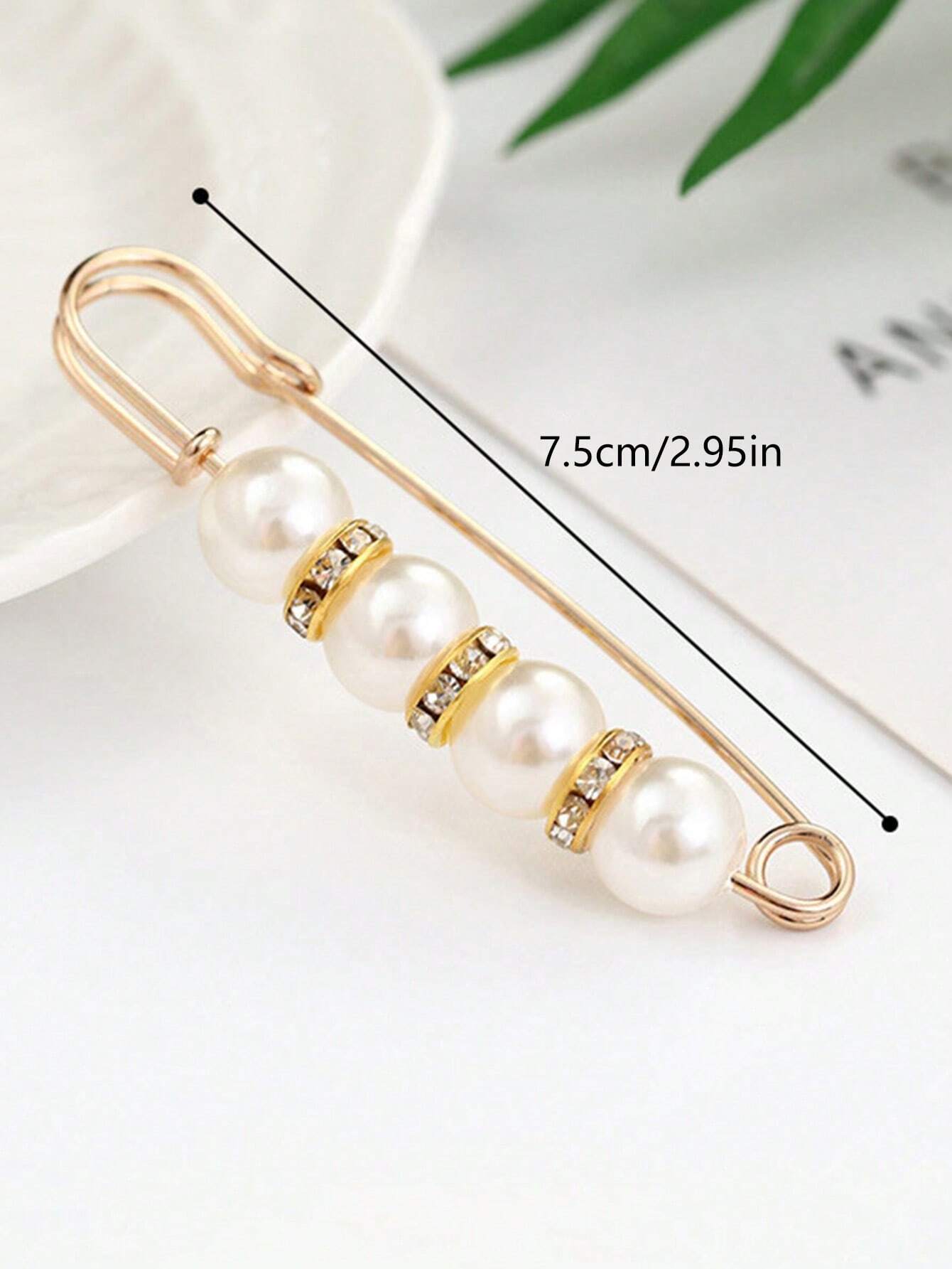 Buy 1pcs=10pcs Faux Pearl Pins, Sweater Shawl Hat Clip Collar Pins, Faux Pearl Brooches For Women Girls Fashion Blouse Buttons Clothing Decoration Accessories Pants Waist Tightener Safety Pins