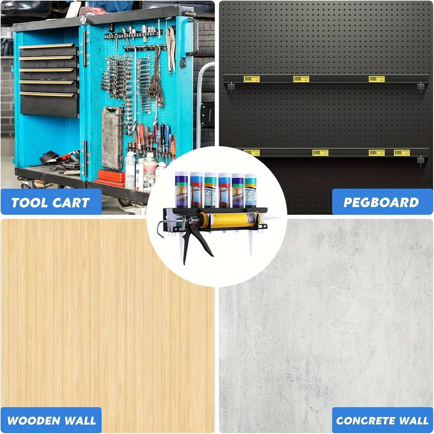 Wall-Mounted Caulking Gun Storage Rack & Sealant Tube Holder