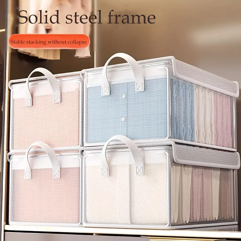 Set of 4 Large Transparent PVC Storage Boxes with Lids