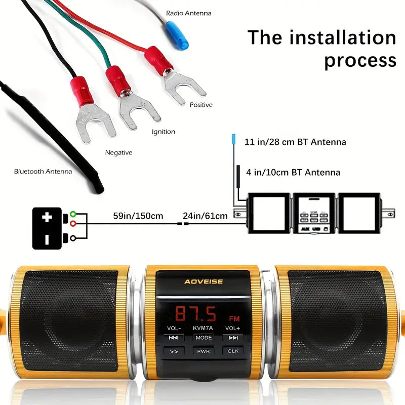 12V Wireless Motorcycle Stereo Speaker