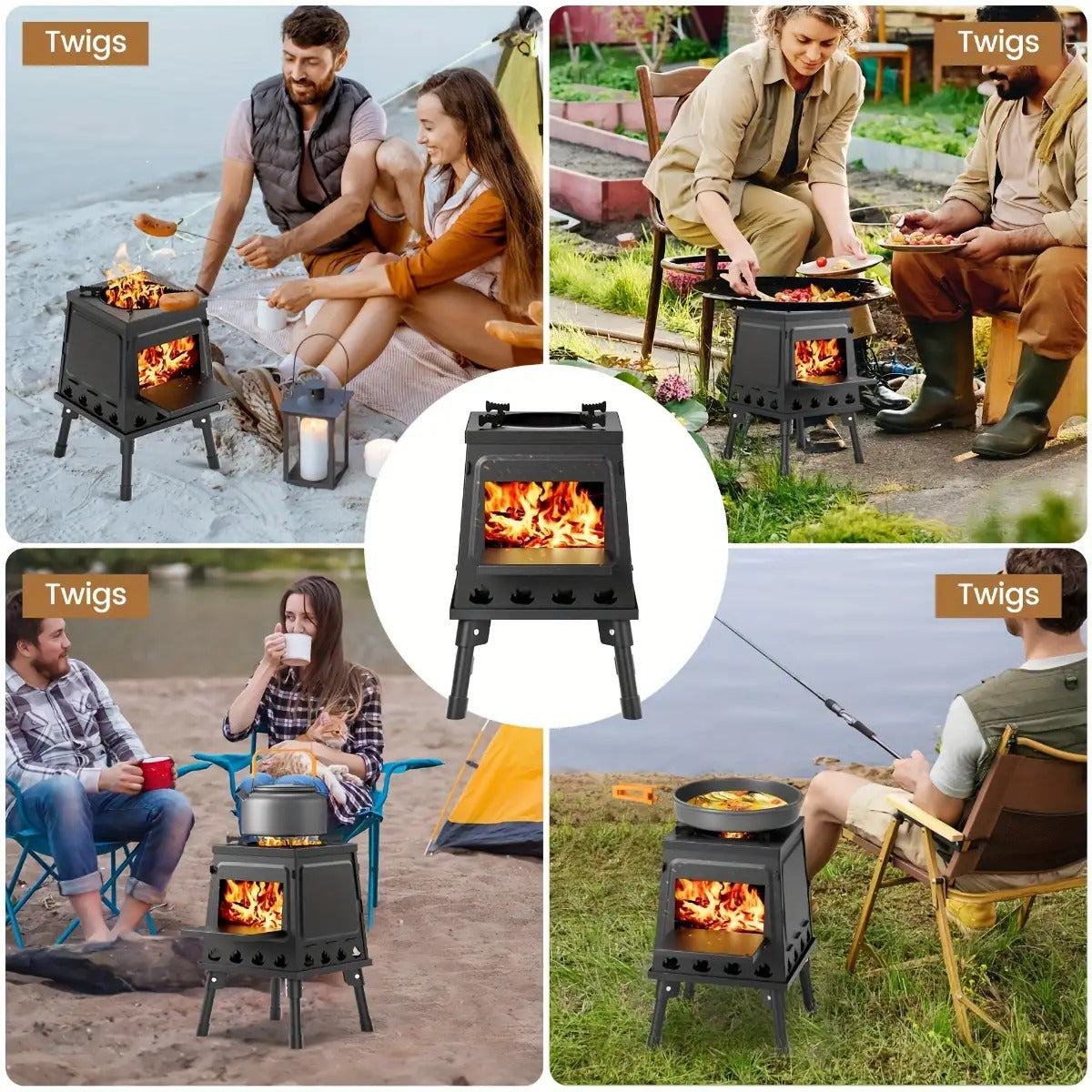 Large Portable Cast Iron Camping Wood Stove