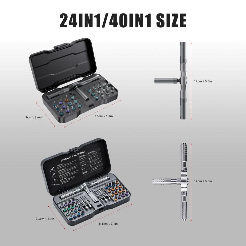 Multifunctional Screwdriver Set with Detachable T-shaped Ratchet Handle