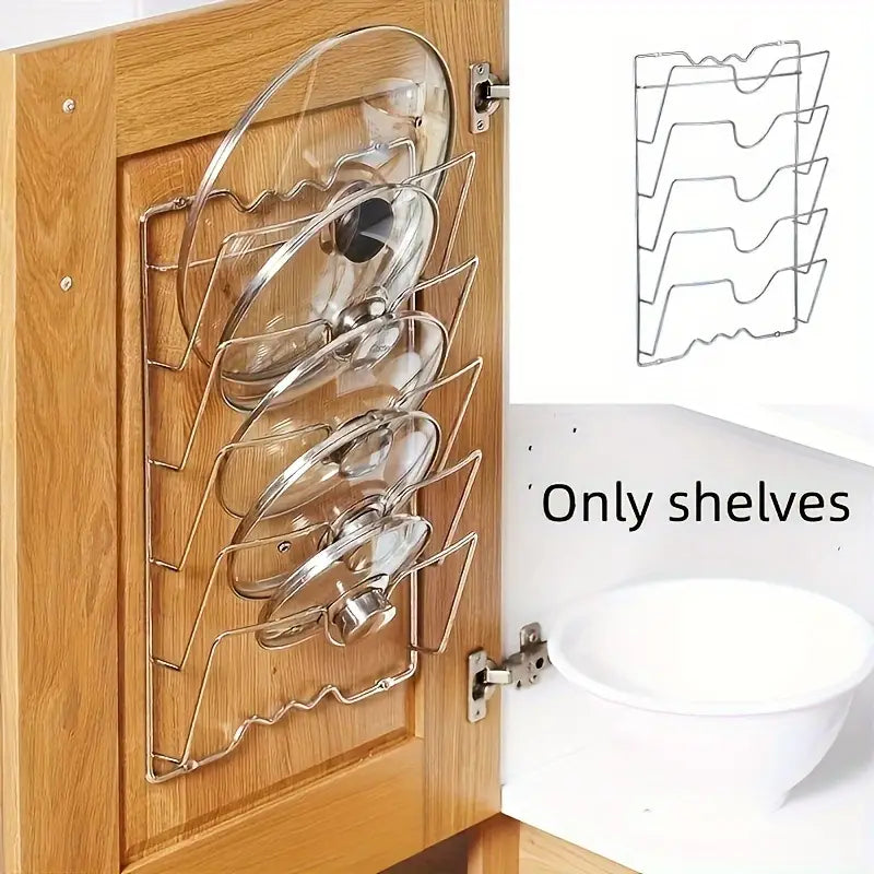 Multifunctional wall mounted kitchen pot lid rack