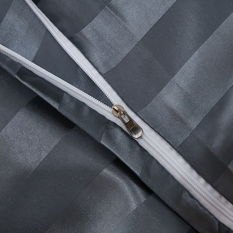 Satin striped three-piece bedding set