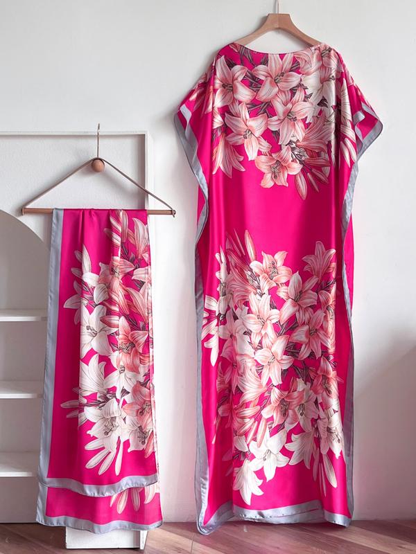 Women's Floral & Butterfly & Peacock Print Cape Shawl & Scarf Set