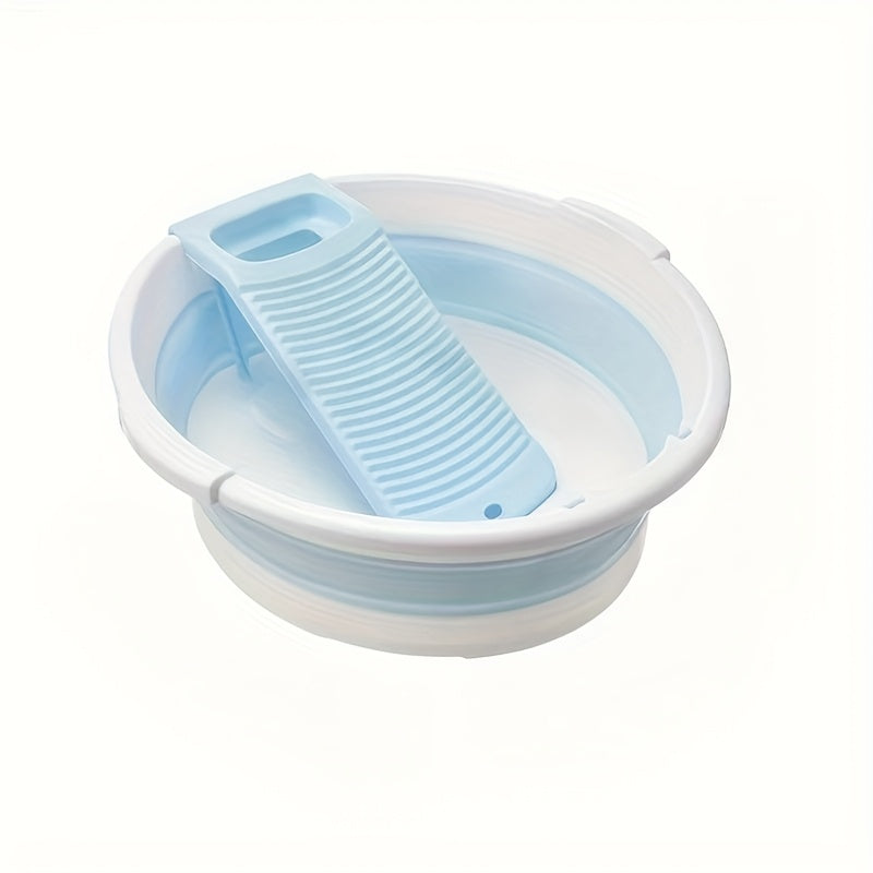 Set of 1 Classic Round Plastic Laundry Tub with Washboard