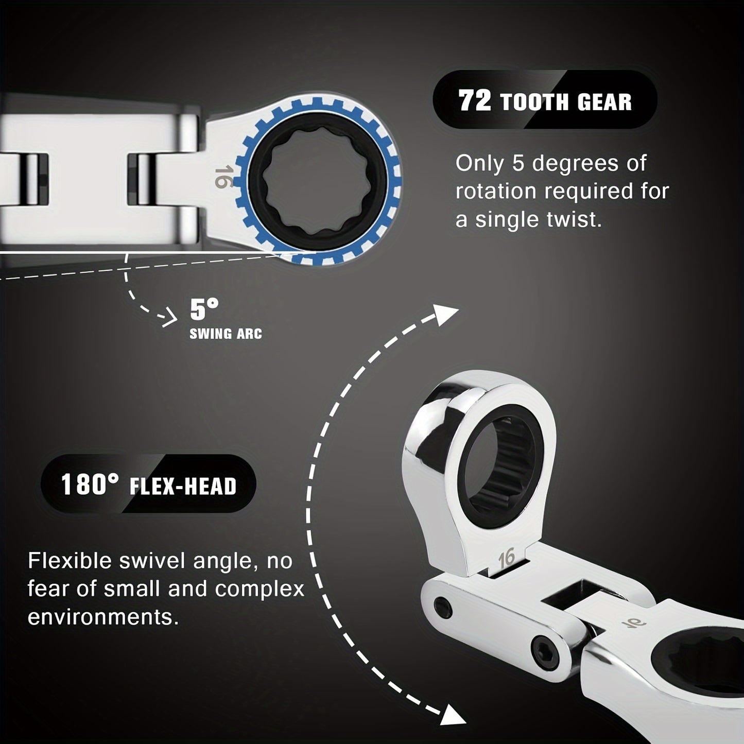 Industrial Grade 1pc Multi-functional Mini Ratchet Wrench
