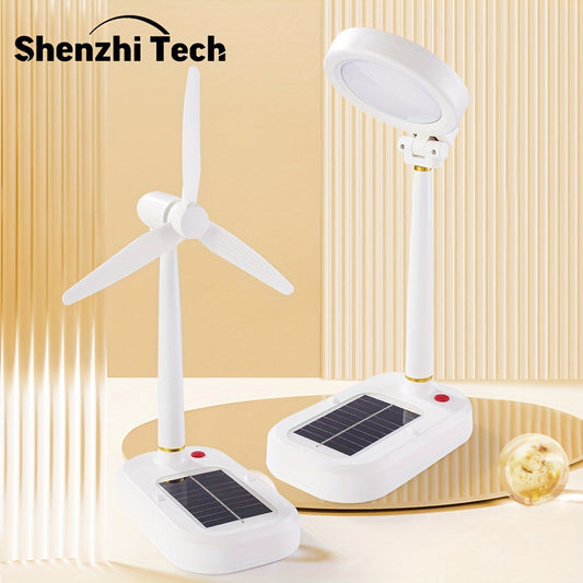 Portable Solar Powered USB Rechargeable Fan & LED Table Lamp